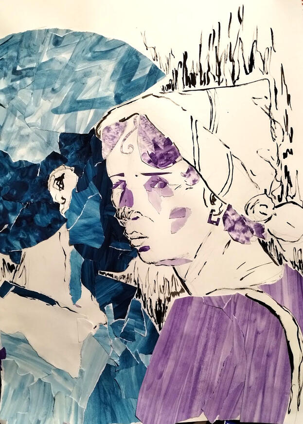 Paper collage & ink