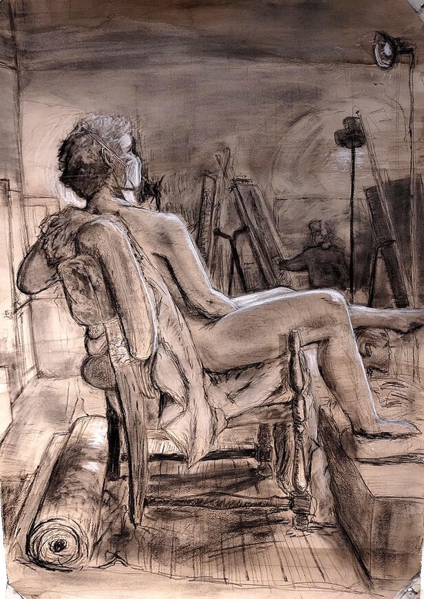 Charcoal & walnut ink